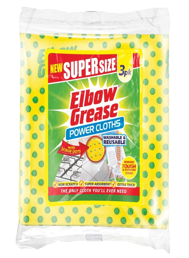 Elbow Grease Super Size Power Cloths With Scrub Dots Yellow pof 3 - Image 1